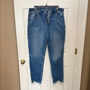 American Eagle Outfitters Women's Distressed Blue Cropped Jeans